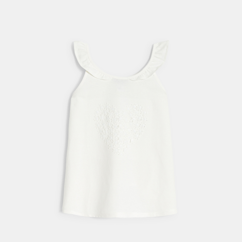 Weißes Tanktop mit Herz-Motiv für Mädchen