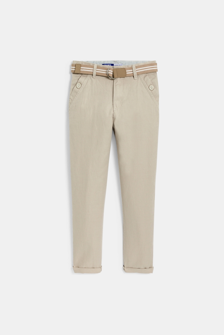 Einfarbig beige Chinohose slim für Jungen 1