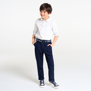 Boy's plain blue slim-fit chinos 1