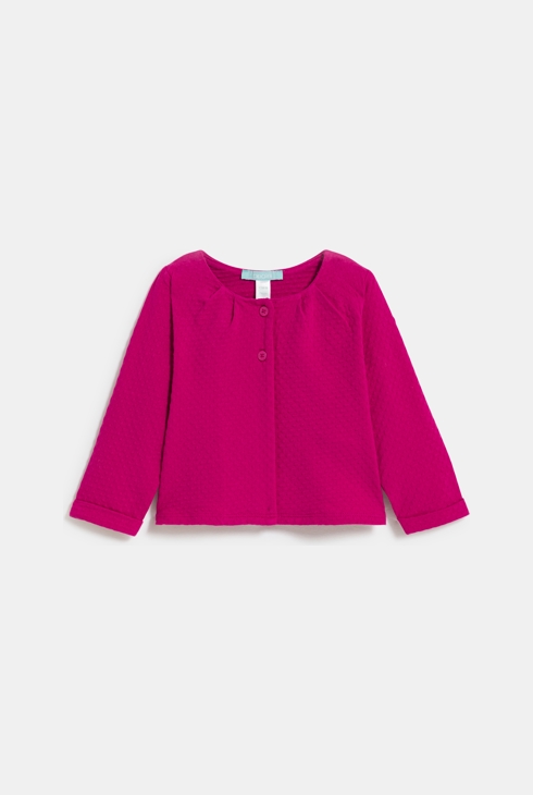 Gilet maille effet plumetis mauve bébé fille 1