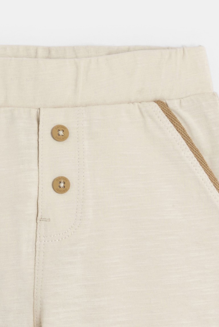 Pantalon jersey léger marron bébé garçon - Ecru ciment