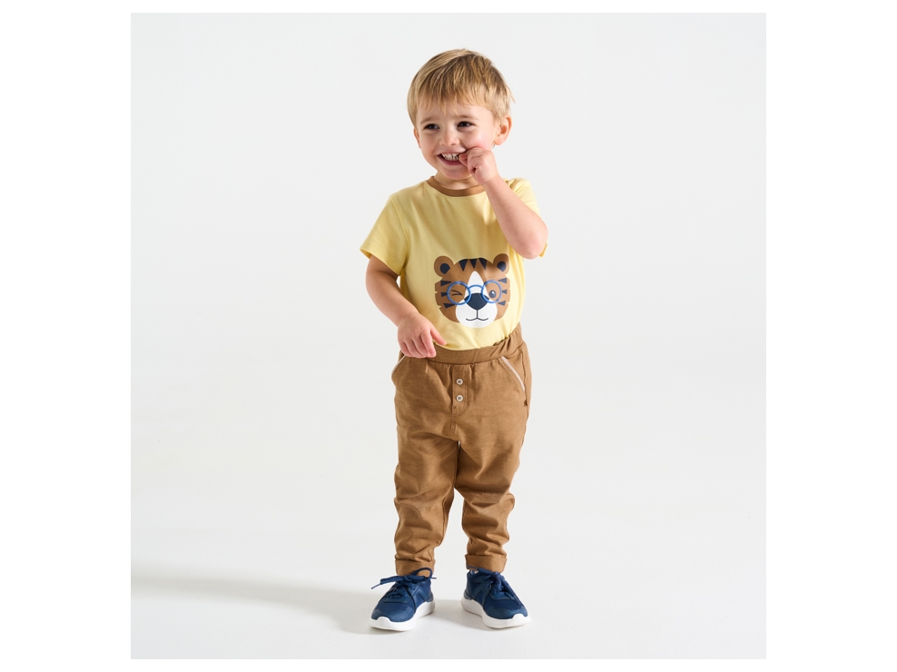 Pantalón punto jersey ligero marrón bebé niño 1