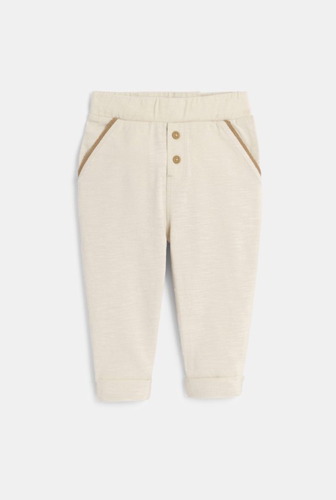 Beige Baby-Hose aus leichtem Jersey für Jungen 2
