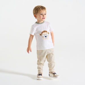 Baby boy's lightweight beige jersey trousers 1