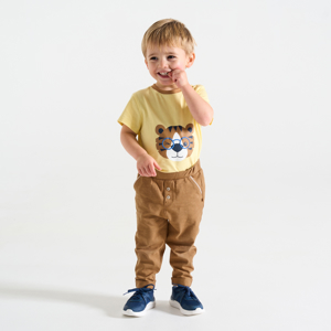 Baby boy's lightweight brown jersey trousers 1