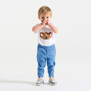 Pantalon jersey léger bleu bébé garçon 1