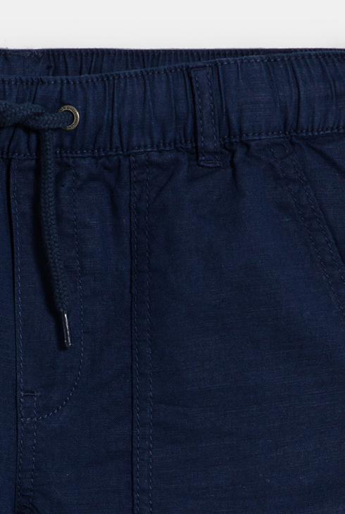 Pantalon relax en lin bleu marine Garçon 2