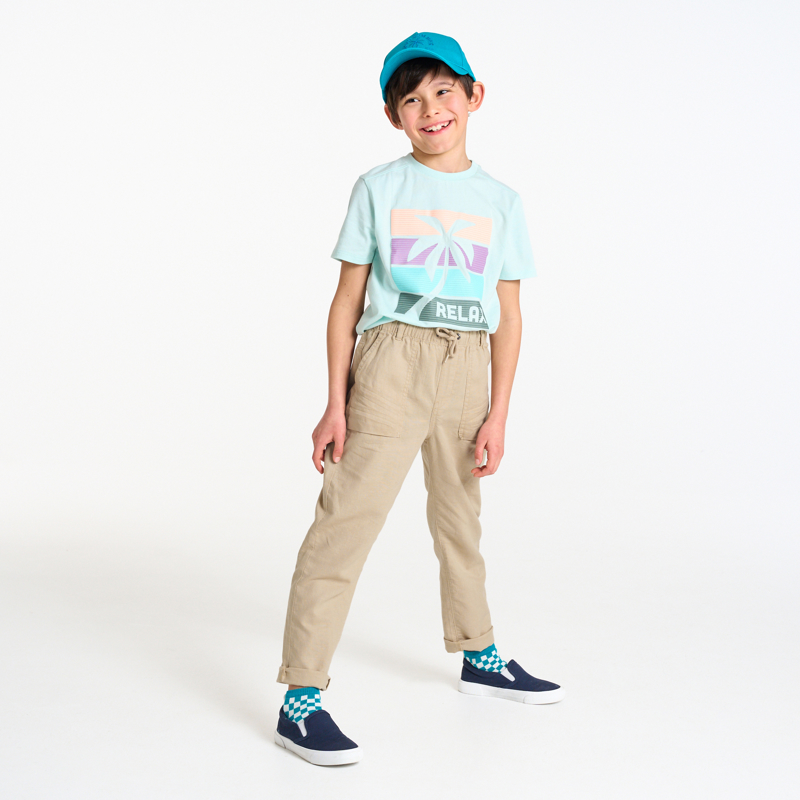 OKAIDI - Pantalon relax en lin beige Garçon - Garcon