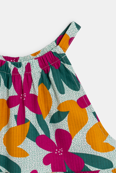 Mehrfarbiges bedrucktes Trägerkleid für Mädchen