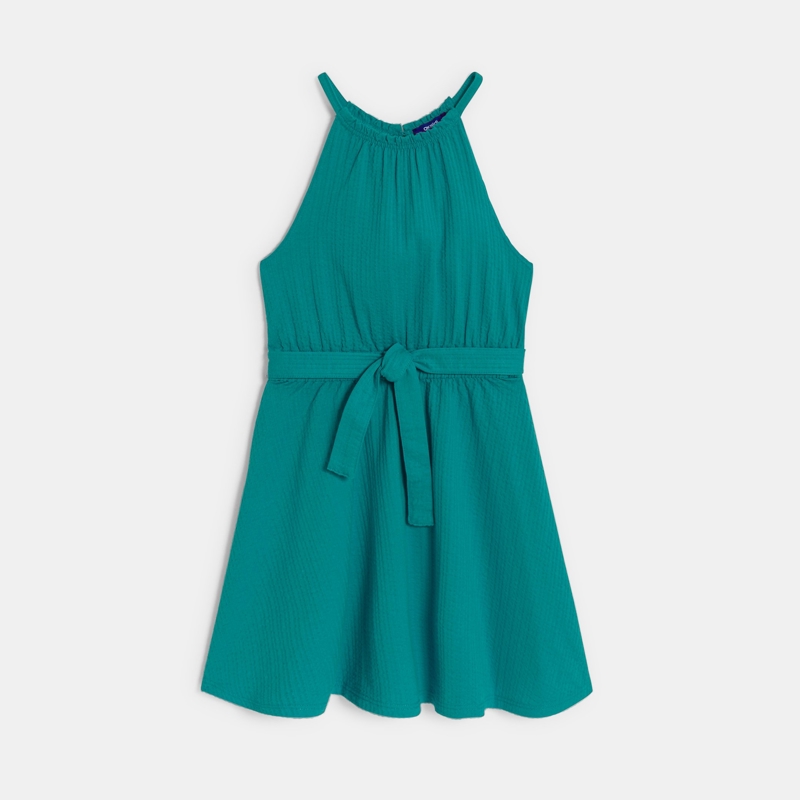 Kleid aus verspieltem Jersey einfarbig grün für Mädchen
