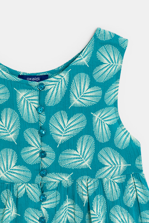 Girl's blue printed motif playsuit 2