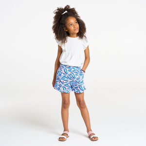 Short en jersey imprimé bleu Fille 1