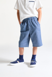 Bermudas de lino liso azul niño 4