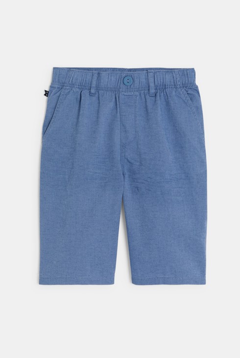 Einfarbige blaue Bermuda-Shorts aus Leinen für Jungen 2