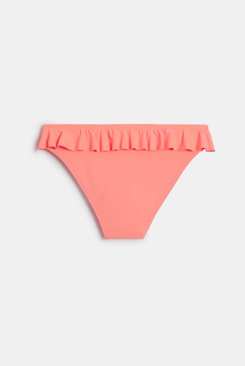 Girl's plain orange ruffle bikini bottoms 2