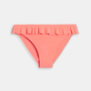 Slip de bain volanté uni orange Fille