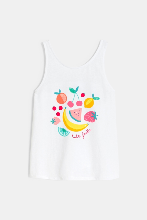 Weißes Tanktop mit Früchte-Motiv für Mädchen 1