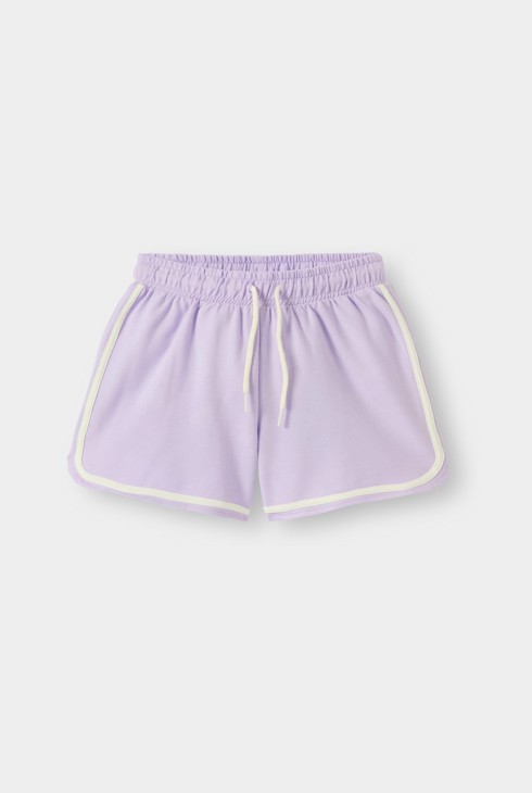 Shorts in tessuto felpato leggero viola bambina 2