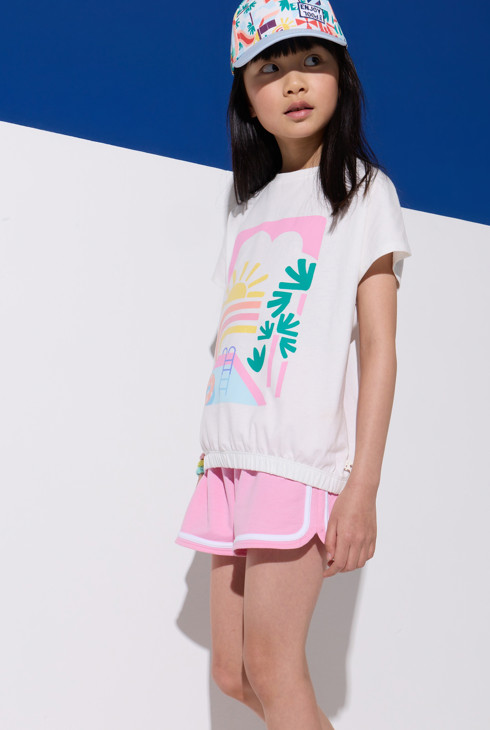 Shorts in tessuto felpato leggero rosa neonata 1