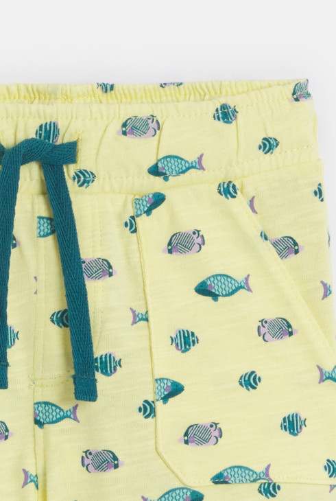 Gelbe Baby-Shorts aus texturiertem Jersey für Jungen 2