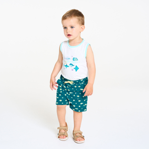 Baby Boy's blue textured jersey shorts 1