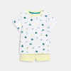 T-shirt océan et short en maille fantaisie jaune bébé garçon