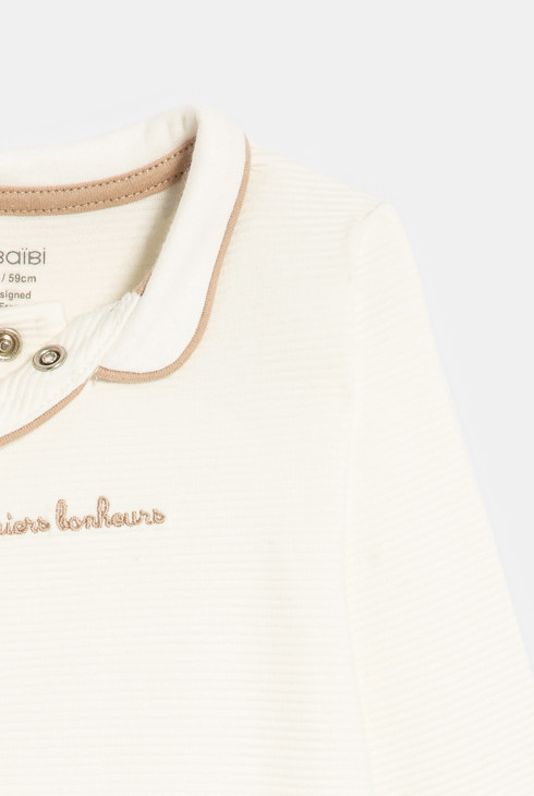 Unisex white textured sleepsuit, from birth 2