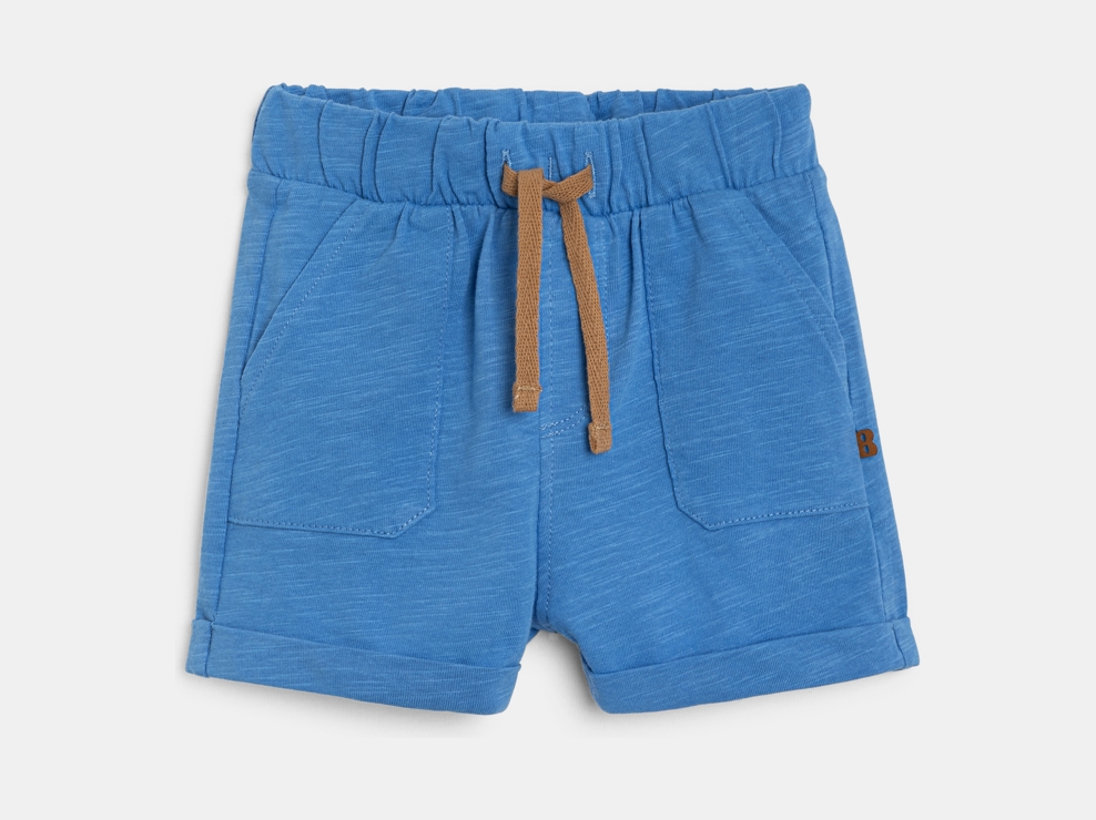 Shorts in maglia leggera blu neonato 1