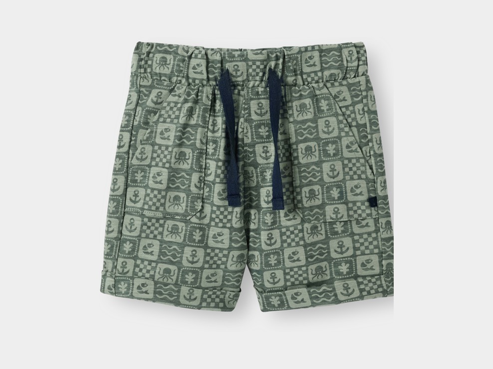 Shorts in maglia leggera verde neonato 1