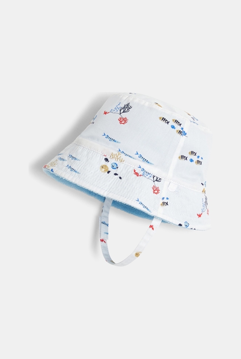 Chapeau de soleil réversible bleu bébé garçon 1