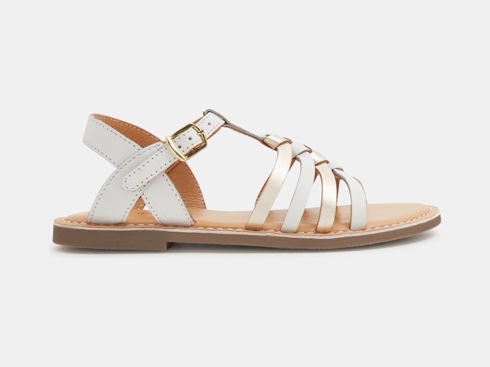 Sandale à lanières cuir blanc fille 1
