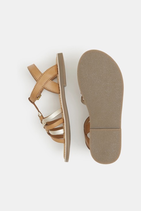 Sandale à lanières cuir camel fille 2