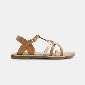 Camel leren sandalen met bandjes voor meisjes 1