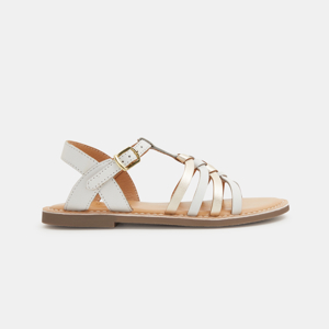 Sandalias de cuero con tiras blanco niña 1