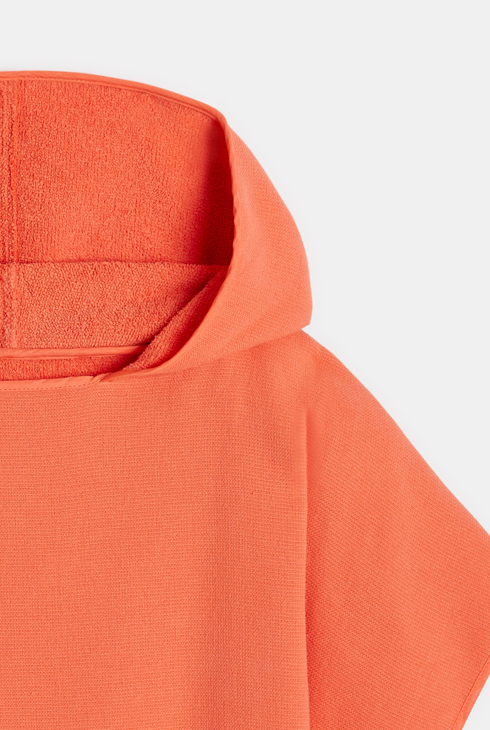 Orangefarbenes Frottee-Badecape für Jungen 2