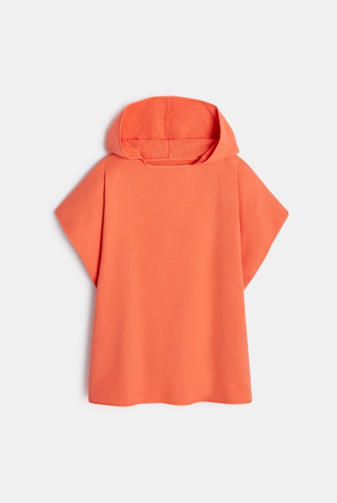Orangefarbenes Frottee-Badecape für Jungen 2