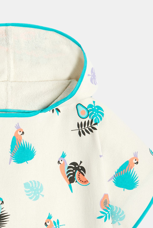 Weißes bedrucktes Badecape aus Frottee für Jungen 2