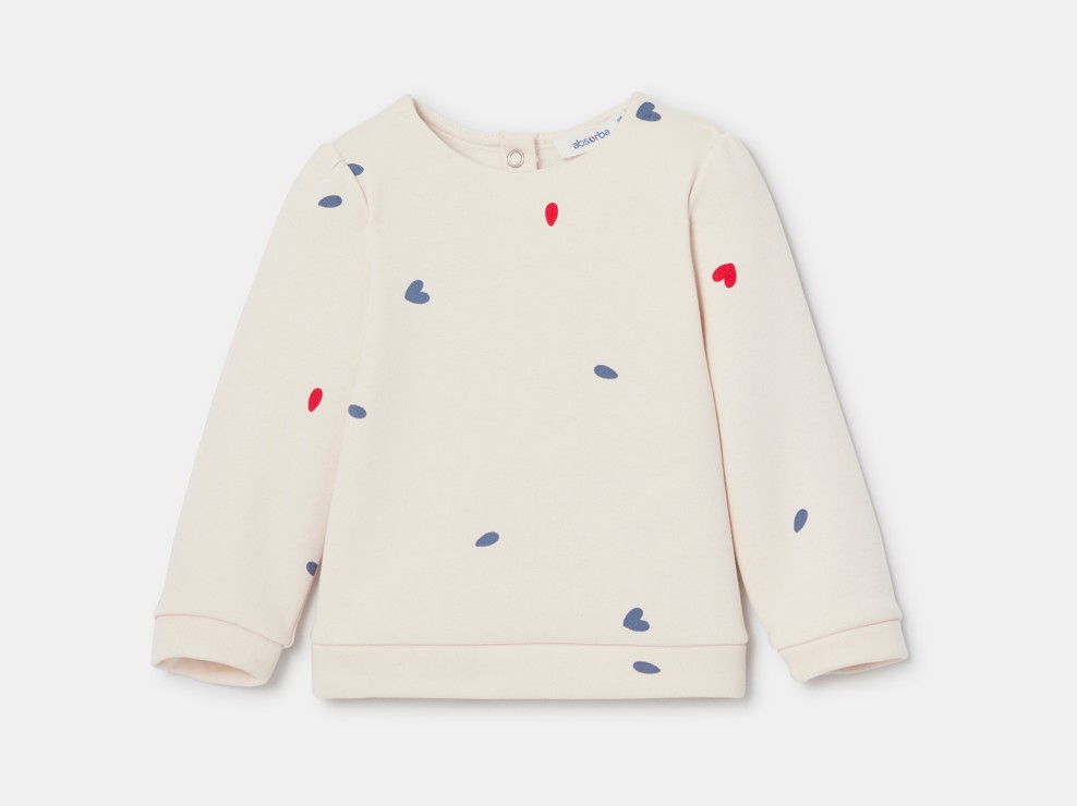 Sweat molleton cœurs blanc bébé fille 1