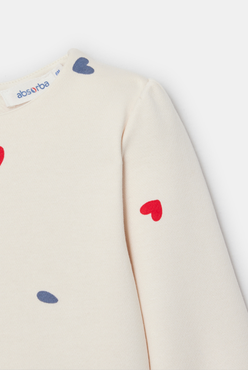 Sweat molleton cœurs blanc bébé fille