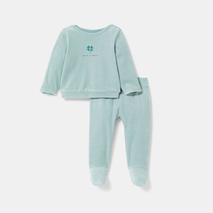 Pyjama velours vert bébé mixte 1