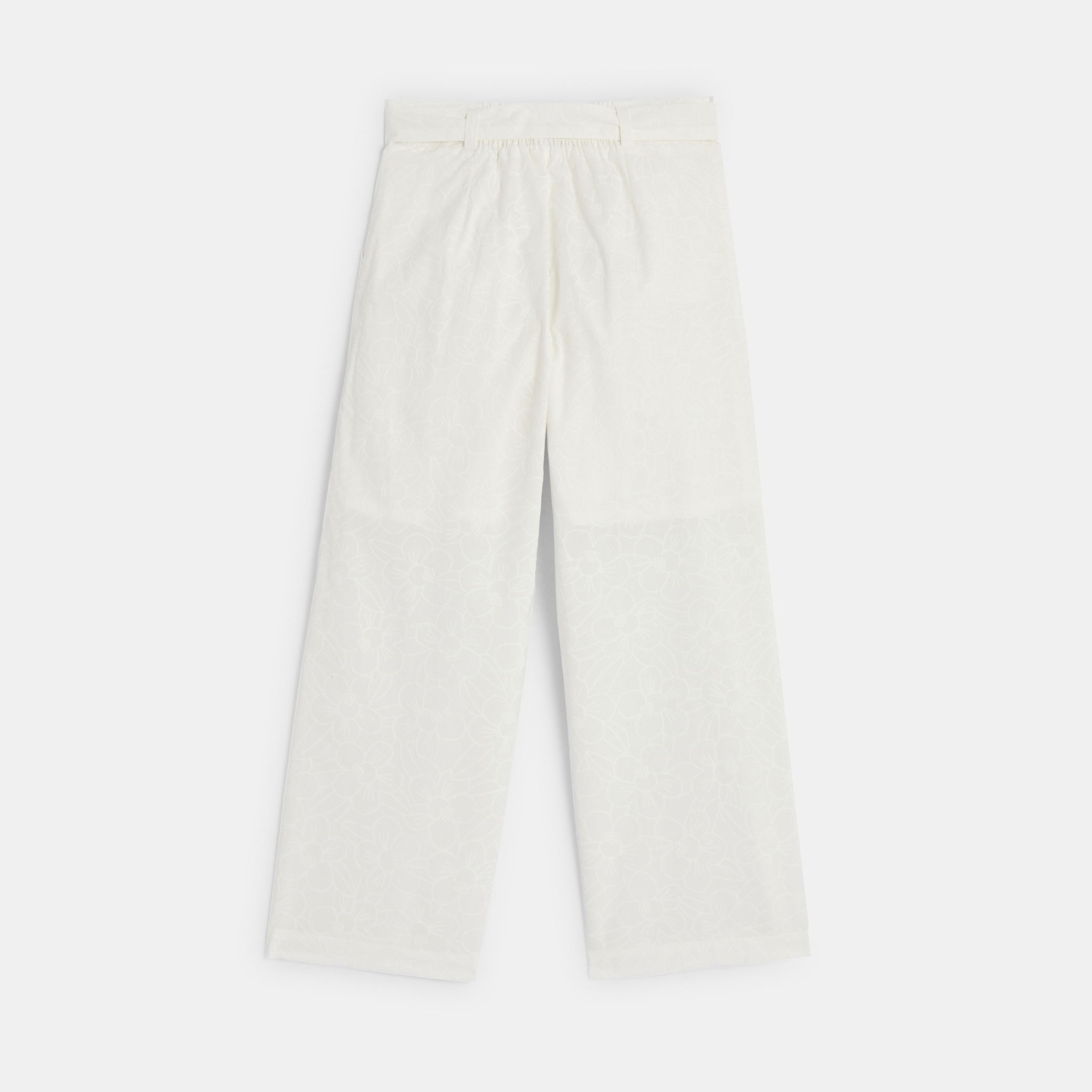 Girl's white high rise wide-leg trousers Okaïdi & Obaïbi