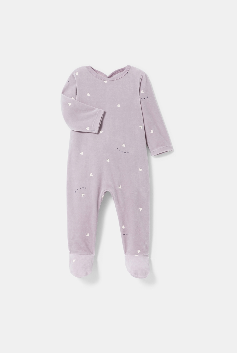 Dors-bien velours cœurs mauve bébé naissance mixte 1