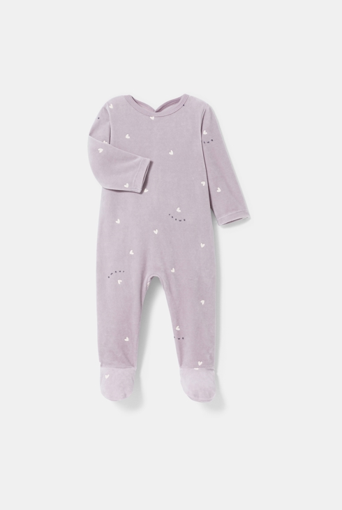 Dors-bien velours cœurs mauve bébé naissance mixte 1