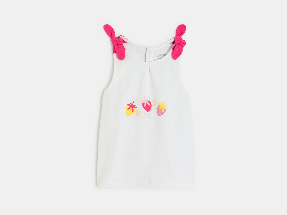 Camiseta de tirantes con lazos y mariposas rosa bebé niña 1