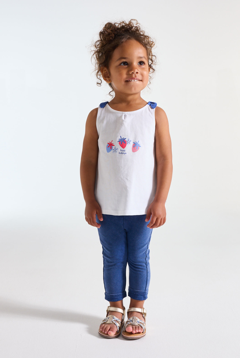 Débardeur à nœuds papillons bleu bébé fille 1