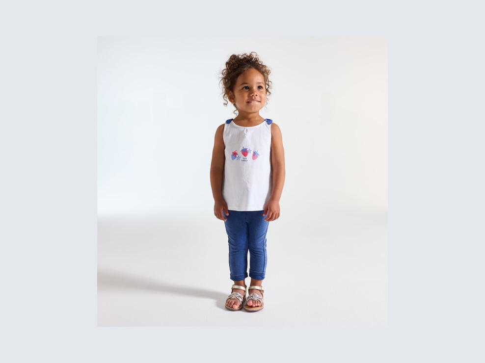 Camiseta de tirantes con lazos mariposas azul bebé niña 1