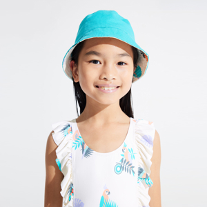 Boy's reversible printed grey bucket hat. 1