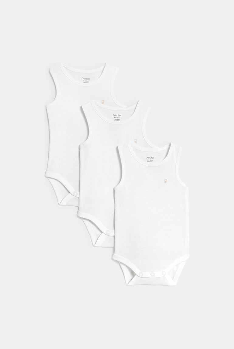 Body à bretelles blanc bébé mixte (lot de 3) 1