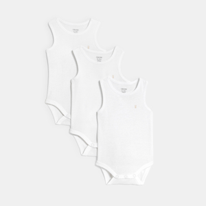 Weißer Baby-Body mit Trägern unisex (3er-Pack) 1