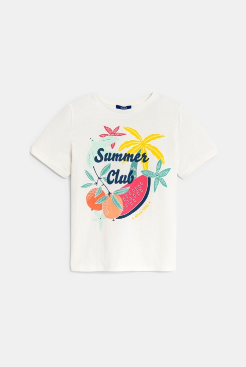 T-shirt à motifs palmiers blanc Fille 1